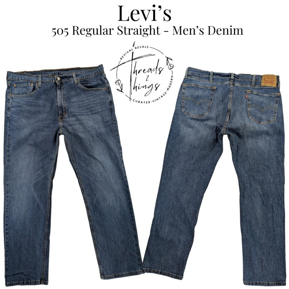 Levis 505 Jeans Mens 40 Blue Denim‎ Regular Fit Straight Leg Cowboy Work Country